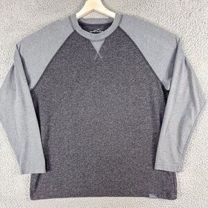 Eddie Bauer Raglan Tee Shirt Mens Large Gray Outdoor Workwear Run Hike Camp Fish